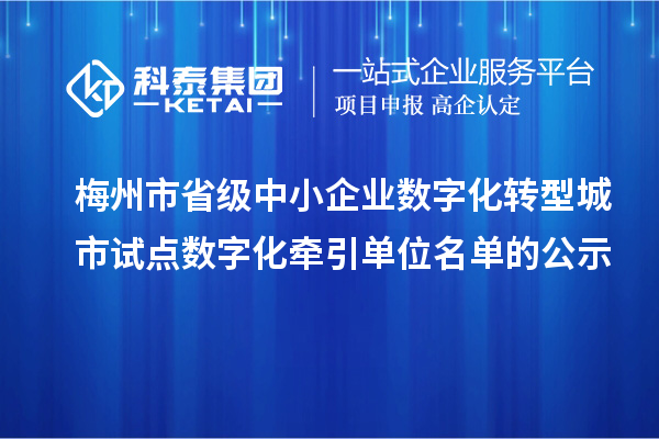 梅州市省级中小企业数字化转型城市试点数字化牵引单位名单的公示