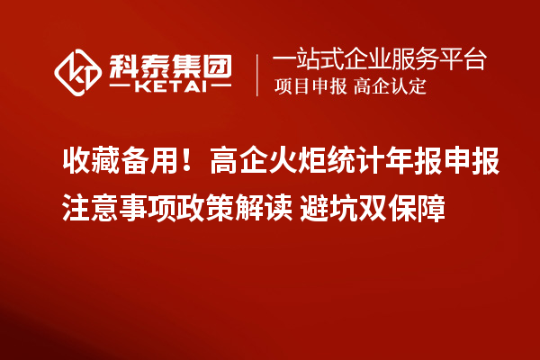 收藏备用！高企火炬统计年报申报注意事项政策解读+避坑双保障
