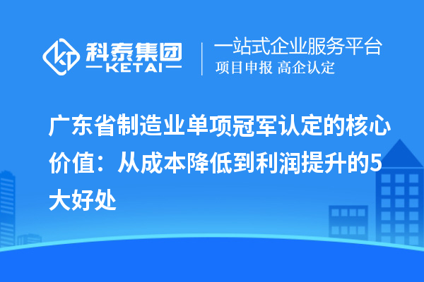 广东省制造业单项冠军认定的核心价值：从成本降低到利润提升的5大好处
