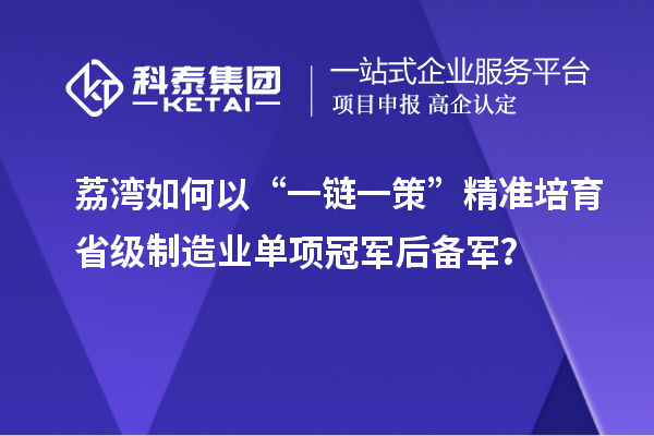 荔湾如何以“一链一策”精准培育省级制造业单项冠军后备军？