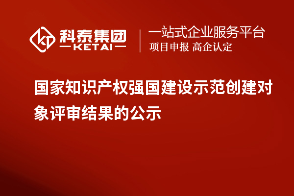 国家知识产权强国建设示范创建对象评审结果的公示