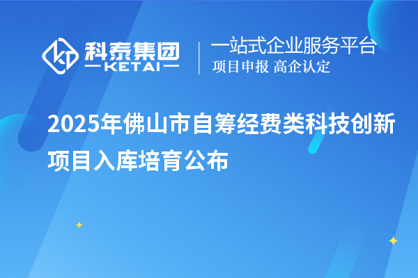 2025年佛山市自筹经费类科技创新项目入库培育公布
