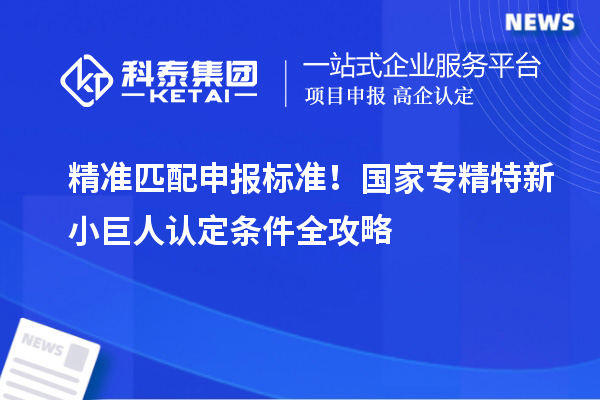 精准匹配申报标准！国家专精特新小巨人认定条件全攻略