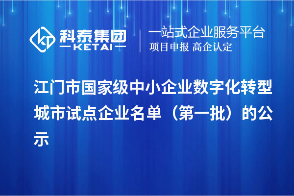 江门市国家级中小企业数字化转型城市试点企业名单(第一批)的公示