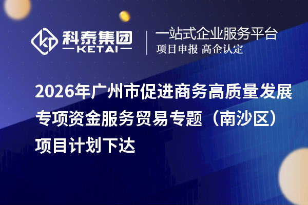 2026年广州市促进商务高质量发展专项资金服务贸易专题(南沙区)项目计划下达