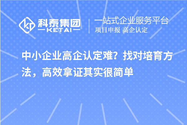 中小企业高企认定难？找对培育方法，高效拿证其实很简单