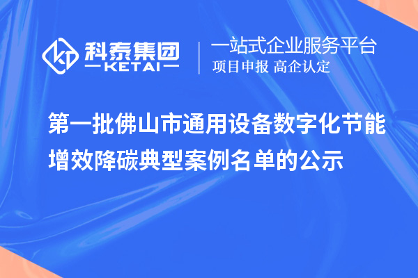 第一批佛山市通用设备数字化节能增效降碳典型案例名单的公示