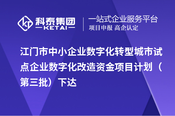 江门市中小企业数字化转型城市试点企业数字化改造资金项目计划(第三批)下达