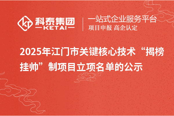 2025年江门市关键核心技术“揭榜挂帅”制项目立项名单的公示