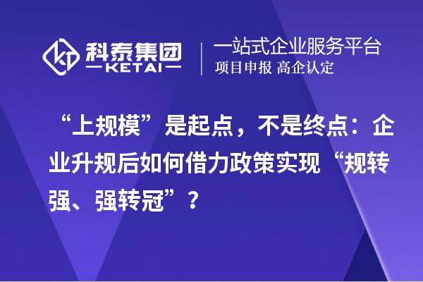 “上规?！笔瞧鸬?，不是终点：企业升规后如何借力政策实现“规转强、强转冠”？