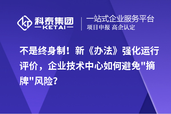 不是终身制！新《办法》强化运行评价，企业技术中心如何避免摘牌风险？