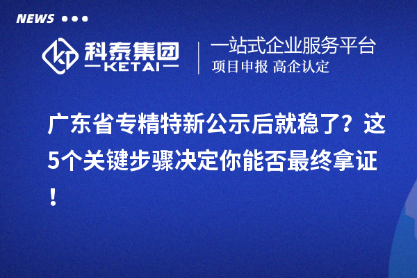 广东省专精特新公示后就稳了？这5个关键步骤决定你能否最终拿证！