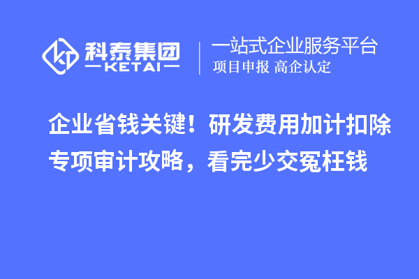 企业省钱关键！研发费用加计扣除专项审计攻略，看完少交冤枉钱