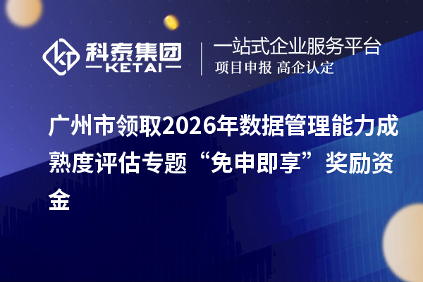广州市领取2026年数据管理能力成熟度评估专题“免申即享”奖励资金