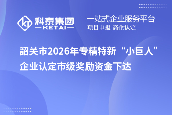 韶关市2026年专精特新“小巨人”企业认定市级奖励资金下达