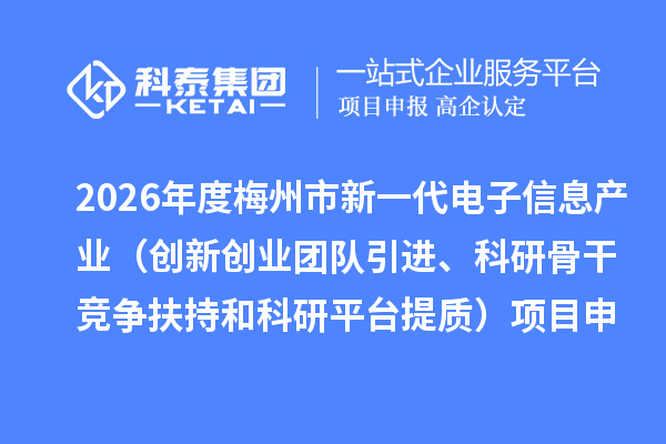 2026年度梅州市新一代电子信息产业（创新创业团队引进、科研骨干竞争扶持和科研平台提质）项目申报