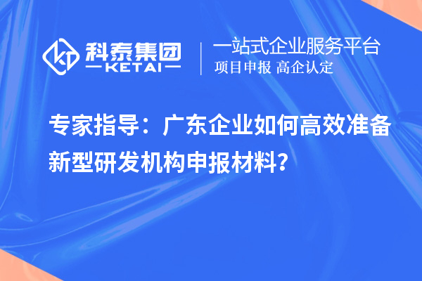 专家指导：广东企业如何高效准备新型研发机构申报材料？