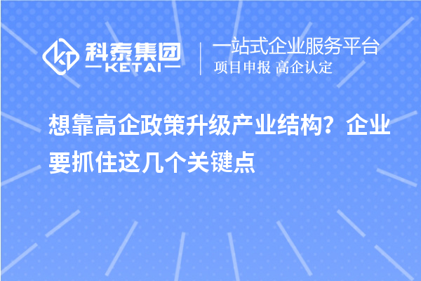  想靠高企政策升级产业结构？企业要抓住这几个关键点