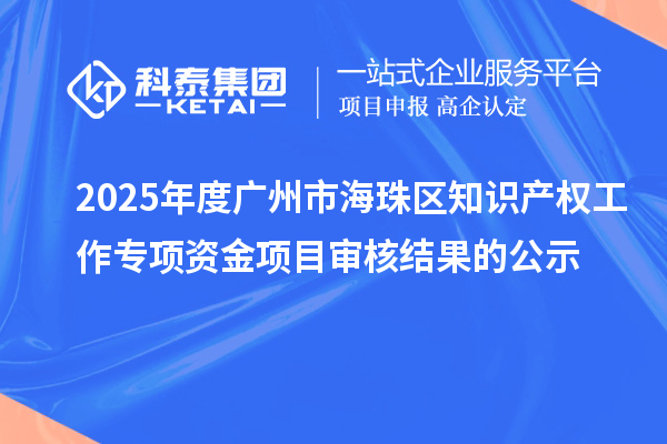 2025年度广州市海珠区知识产权工作专项资金项目审核结果的公示