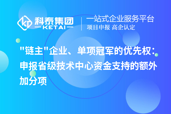 "链主"企业、单项冠军的优先权：申报省级技术中心资金支持的额外加分项