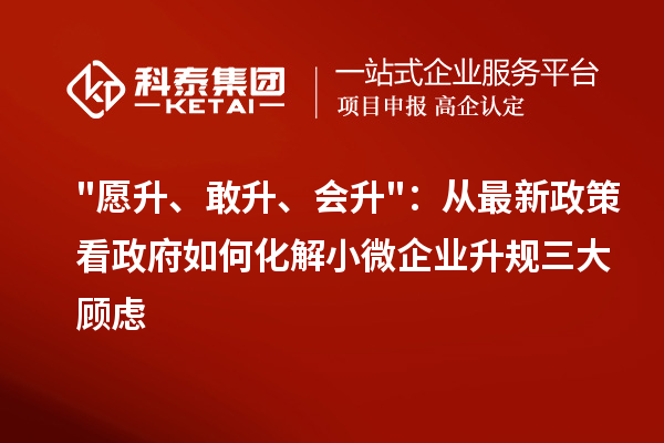 愿升、敢升、会升：从最新政策看政府如何化解小微企业升规三大顾虑