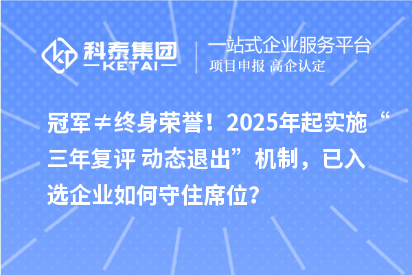 冠军≠终身荣誉！2025年起实施“三年复评+动态退出”机制，已入选企业如何守住席位？