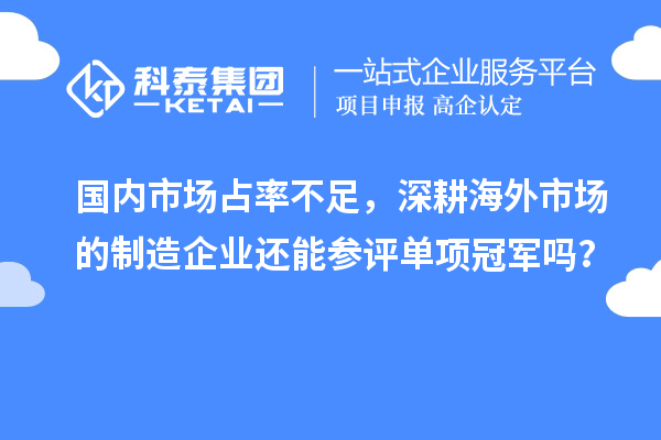  国内市场占率不足，深耕海外市场的制造企业还能参评单项冠军吗？