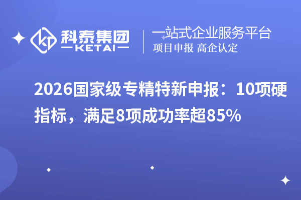 2026国家级专精特新申报：10项硬指标，满足8项成功率超85%