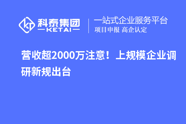 营收超2000万注意！上规模企业调研新规出台