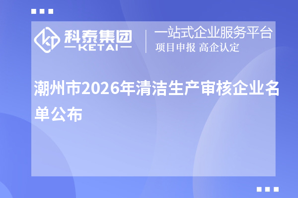 潮州市2026年清洁生产审核企业名单公布