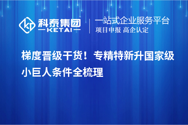  梯度晋级干货！专精特新升国家级小巨人条件全梳理