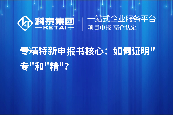 专精特新申报书核心：如何证明专和精？