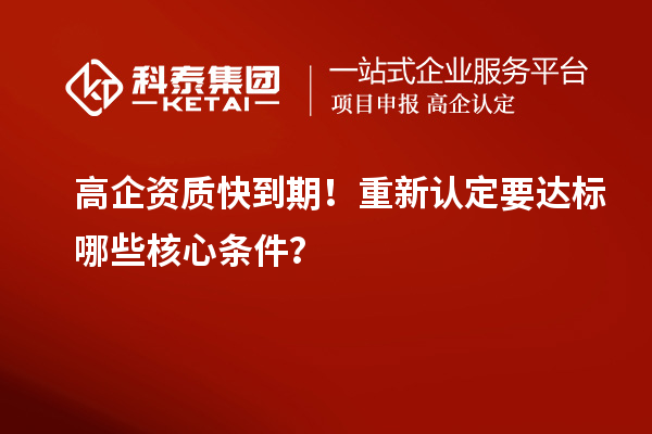  高企资质快到期！重新认定要达标哪些核心条件？